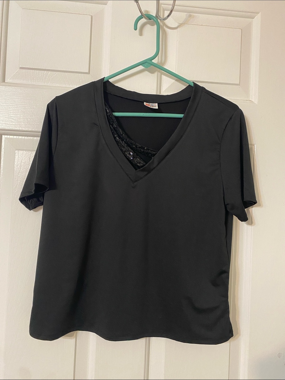 Women's Black V-Neck Layered Tee